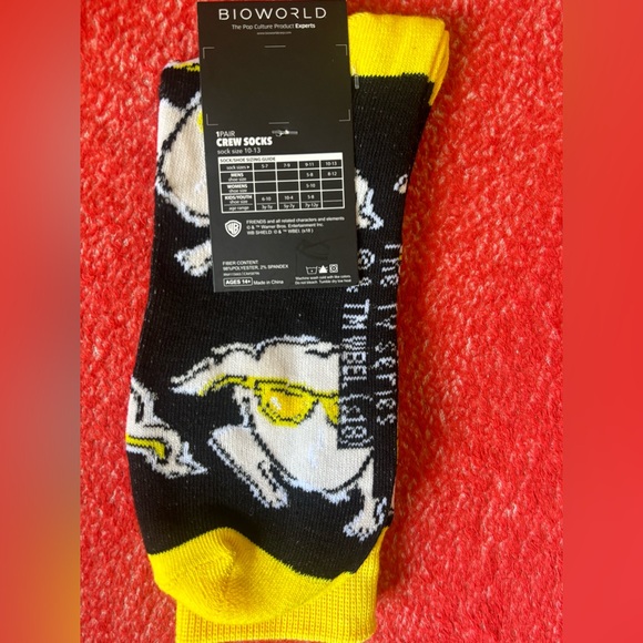 FRIENDS Black and Yellow Crew Socks - Picture 2 of 2
